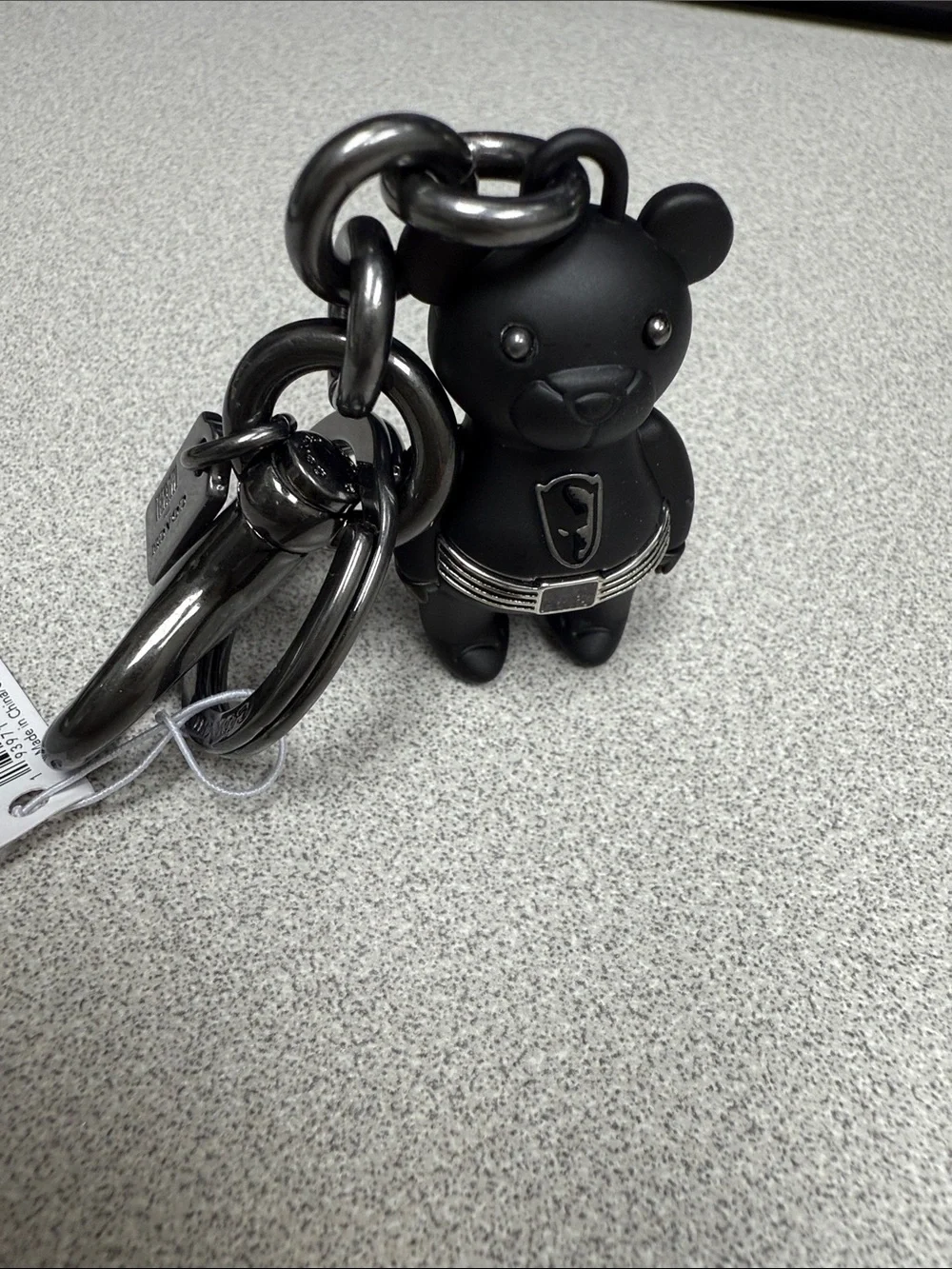 Coach Black Matte Black Panther Marvel Bear Keychain with Gunmetal Hardware